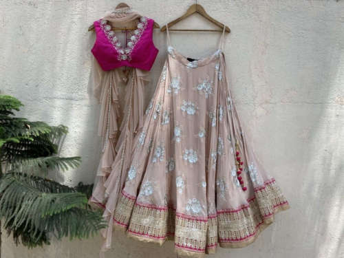 Nude Butti and Fuchsia Lehenga Set Black Friday 2023