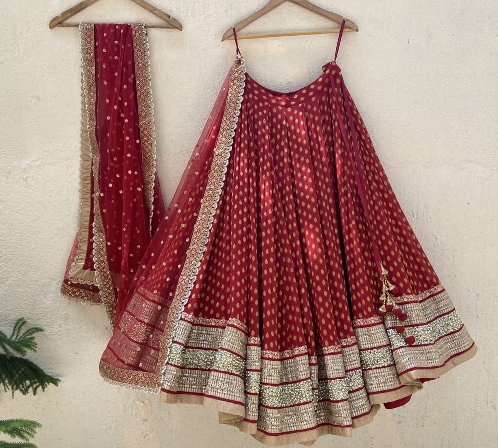 Red Bridal Sharmily Lehenga Set - Fashion Brand & Designer Priti Sahni 5