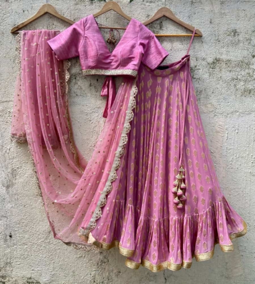 Rose Pink Ruffle Lehenga Lehengas