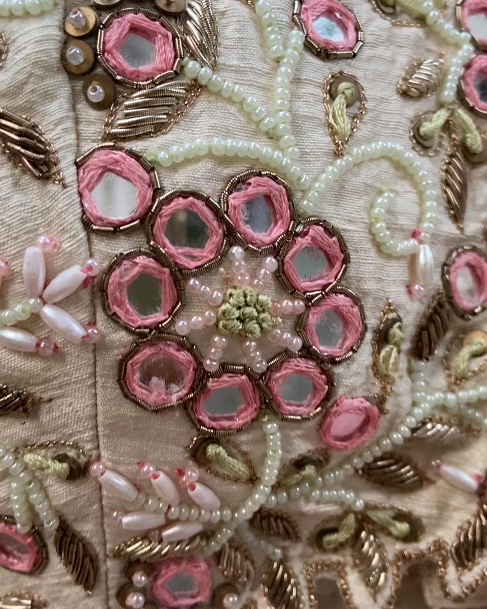 Pink Lehenga Set with Ivory Embroidered Blouse - Fashion Brand & Designer Priti Sahni 4