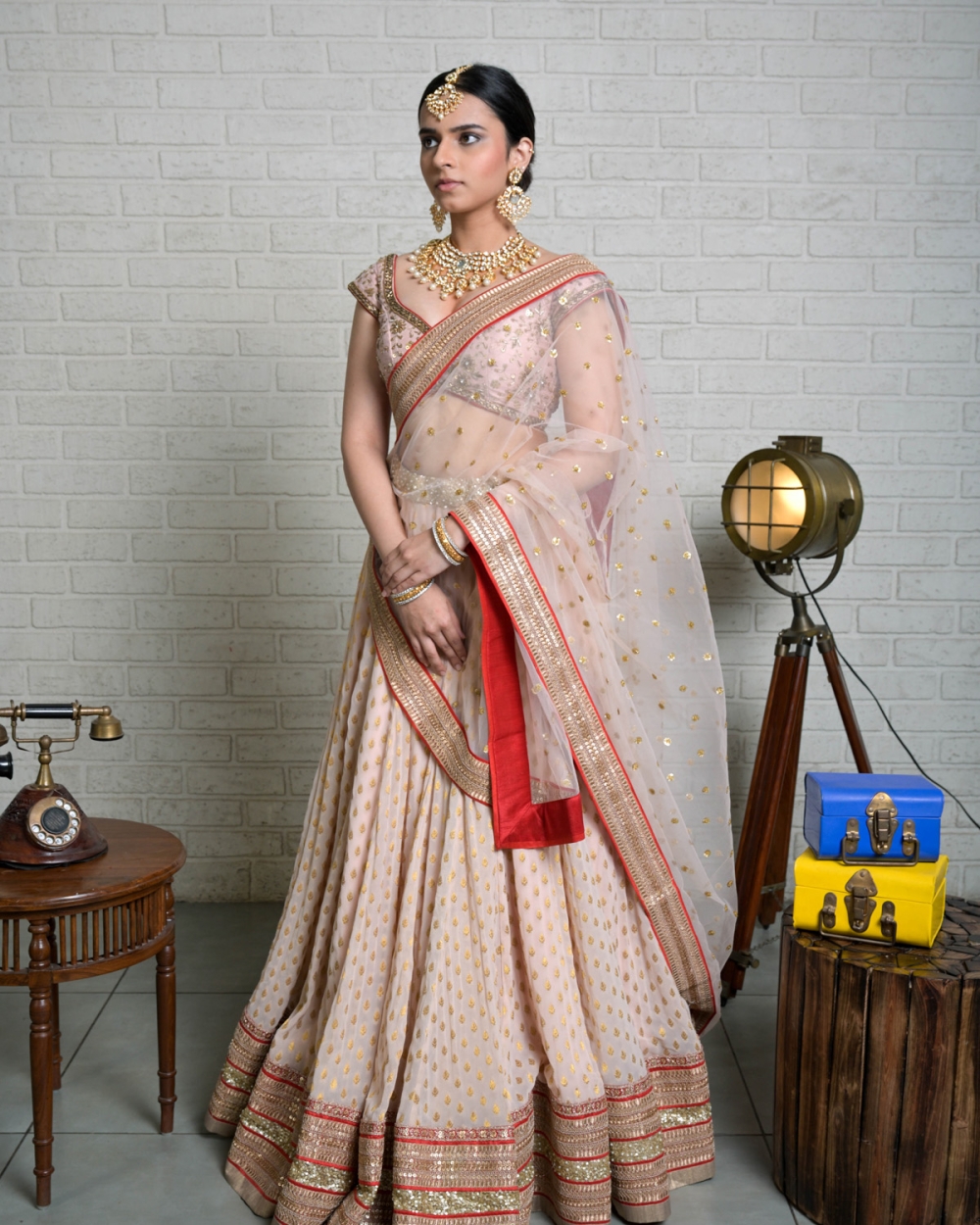 Powder Pink Sharmily Lehenga Set - Fashion Brand & Designer Priti Sahni