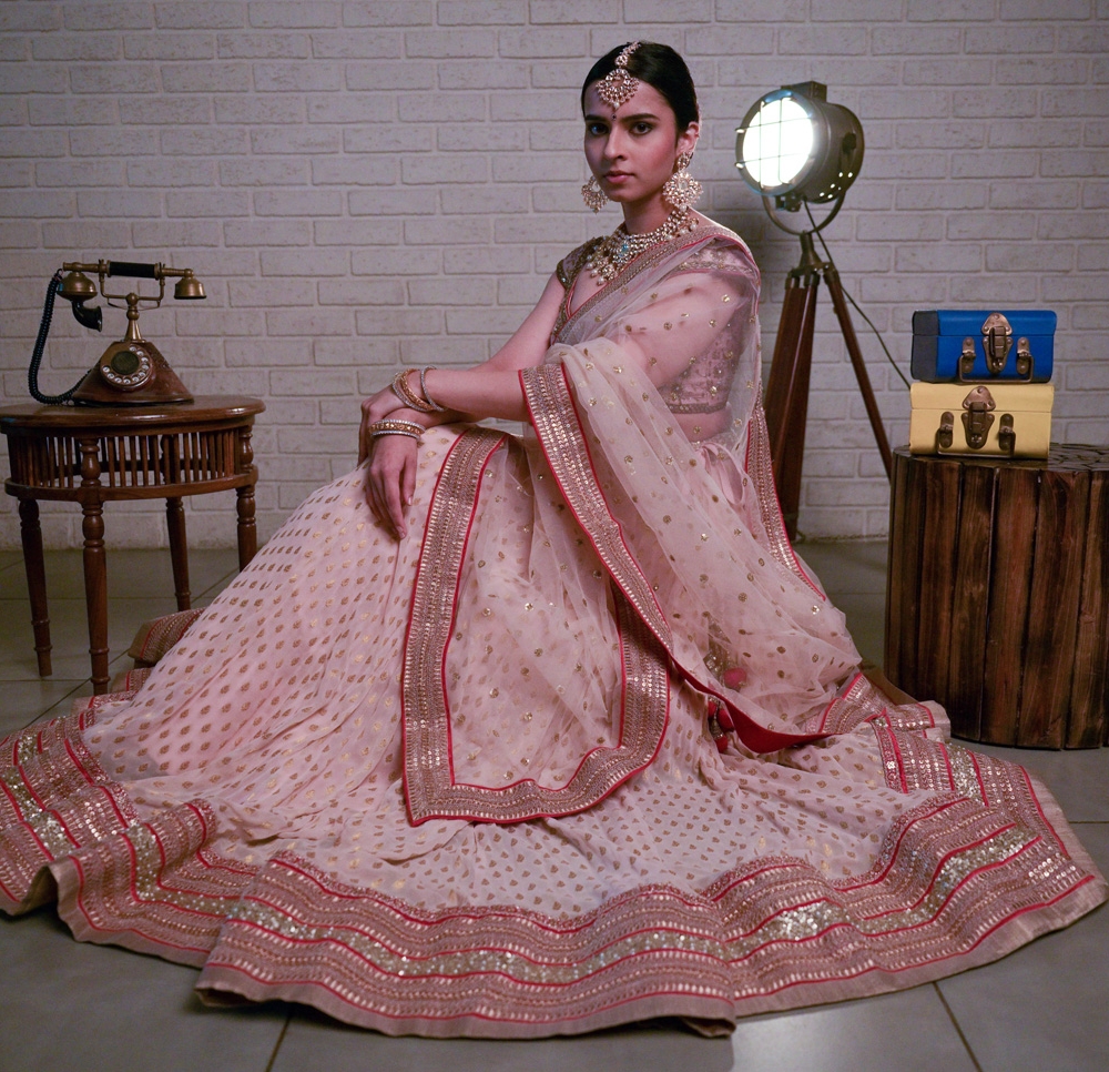 Powder Pink Sharmily Lehenga Set - Fashion Brand & Designer Priti Sahni 3