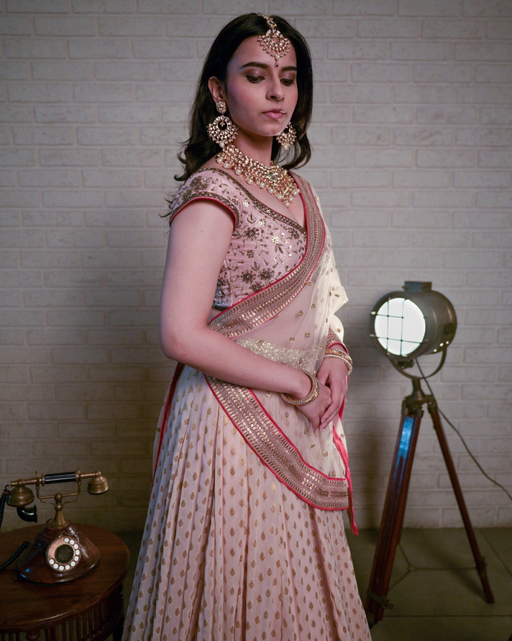 Powder Pink Sharmily Lehenga Set - Fashion Brand & Designer Priti Sahni 5