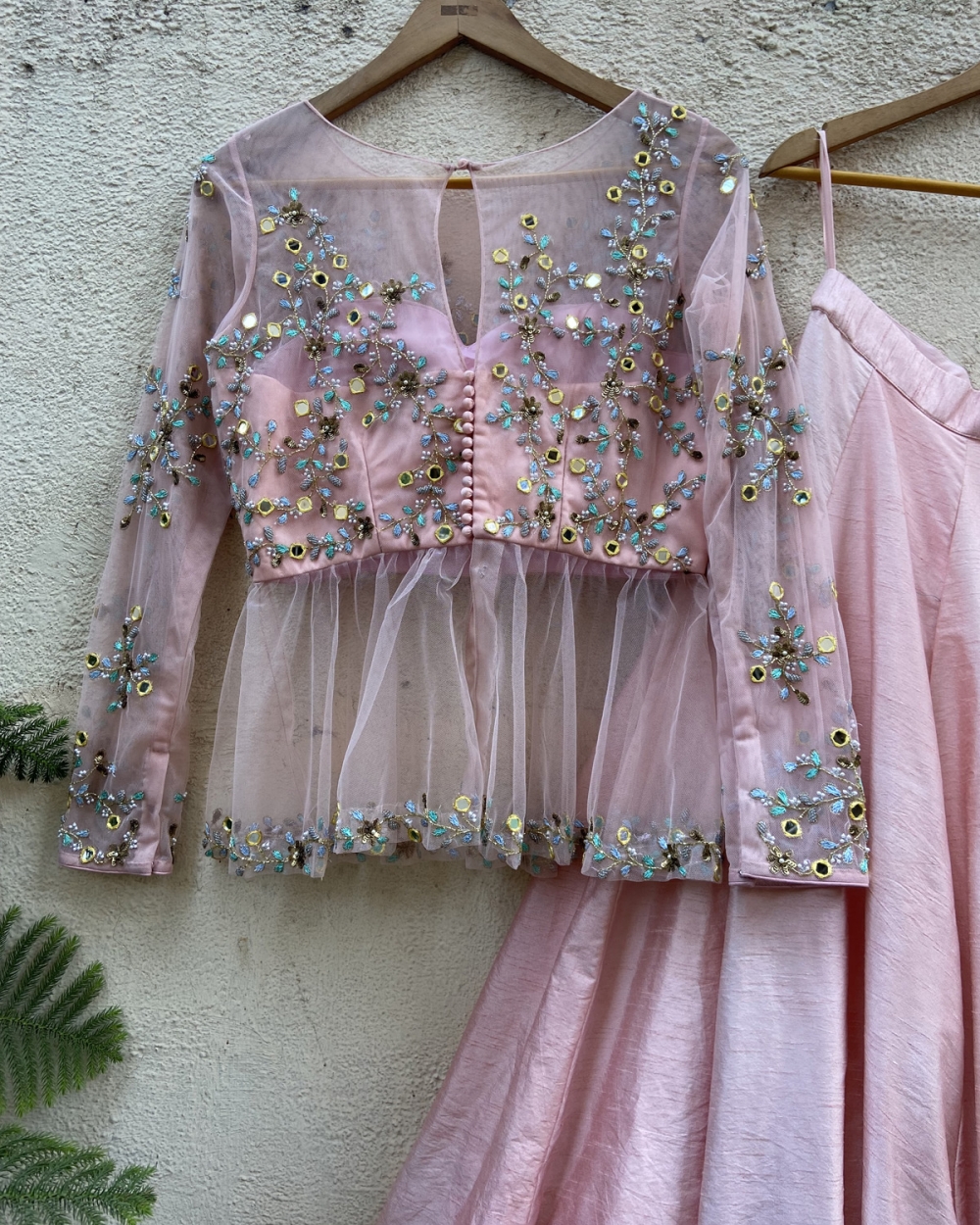 Baby Pink Peplum Lehenga Set - Fashion Brand & Designer Priti Sahni 2