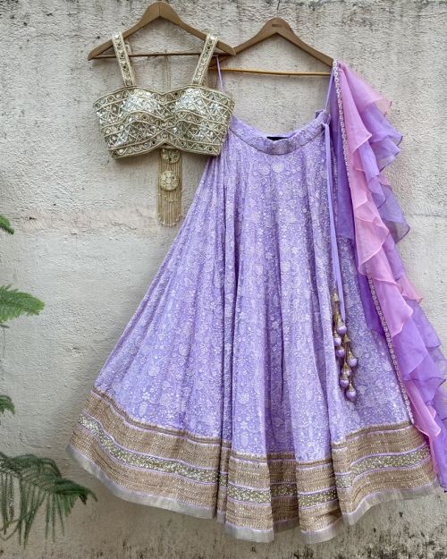 Lavender Lucknowi Lehenga Set - Fashion Brand & Designer Priti Sahni