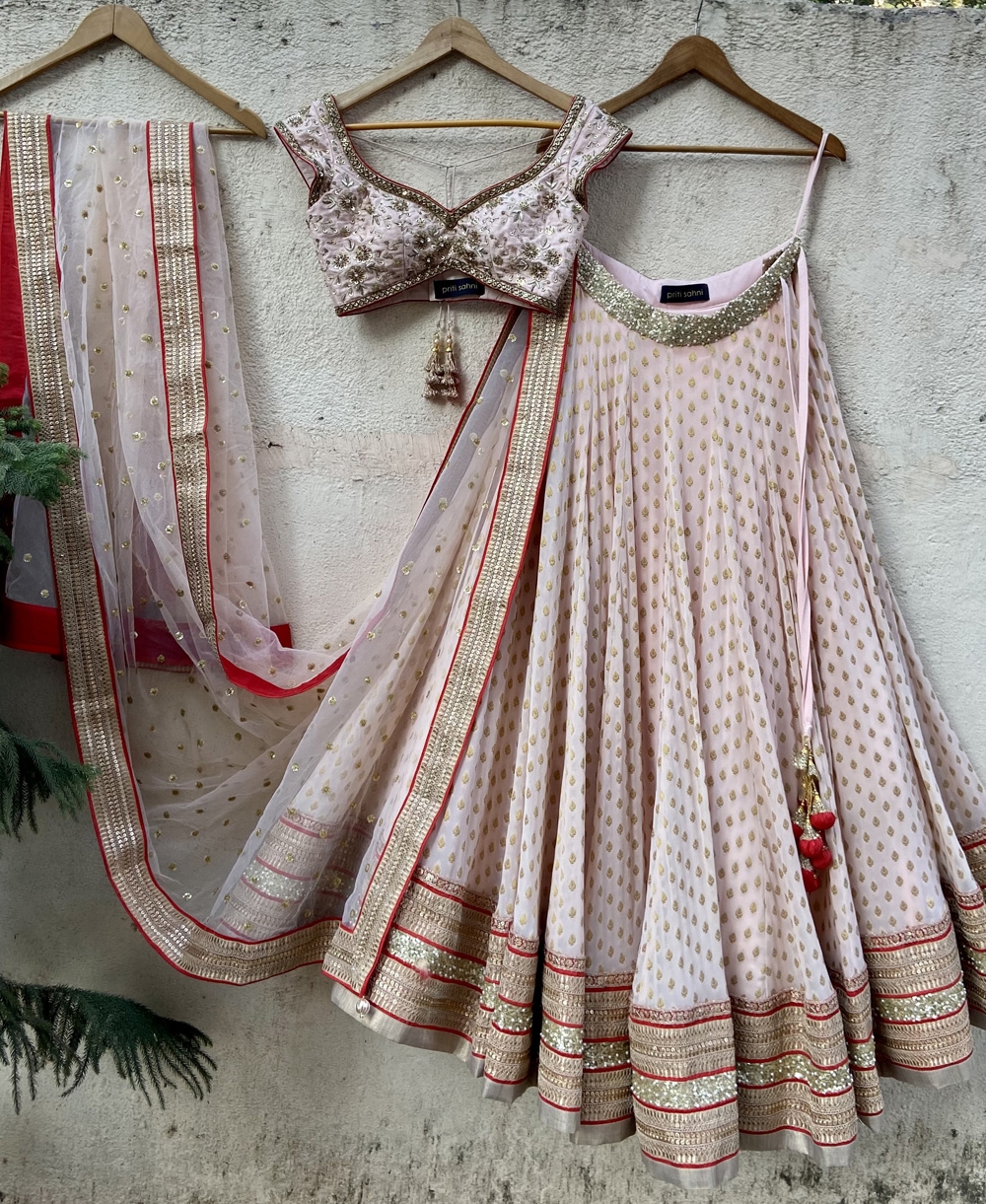 Powder Pink Sharmily Lehenga Set - Fashion Brand & Designer Priti Sahni 9