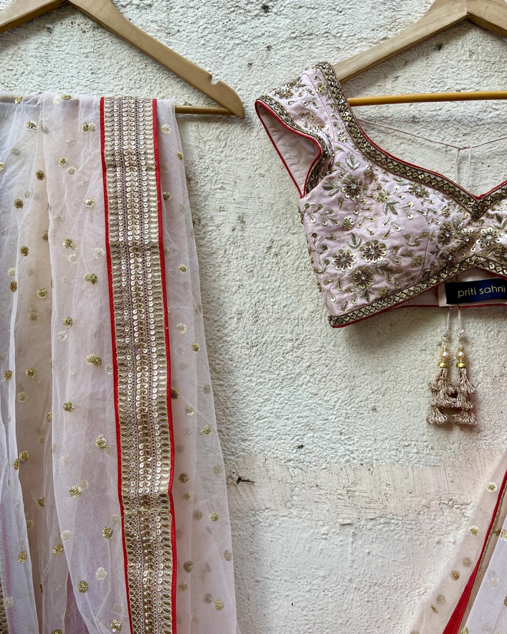 Powder Pink Sharmily Lehenga Set - Fashion Brand & Designer Priti Sahni 10