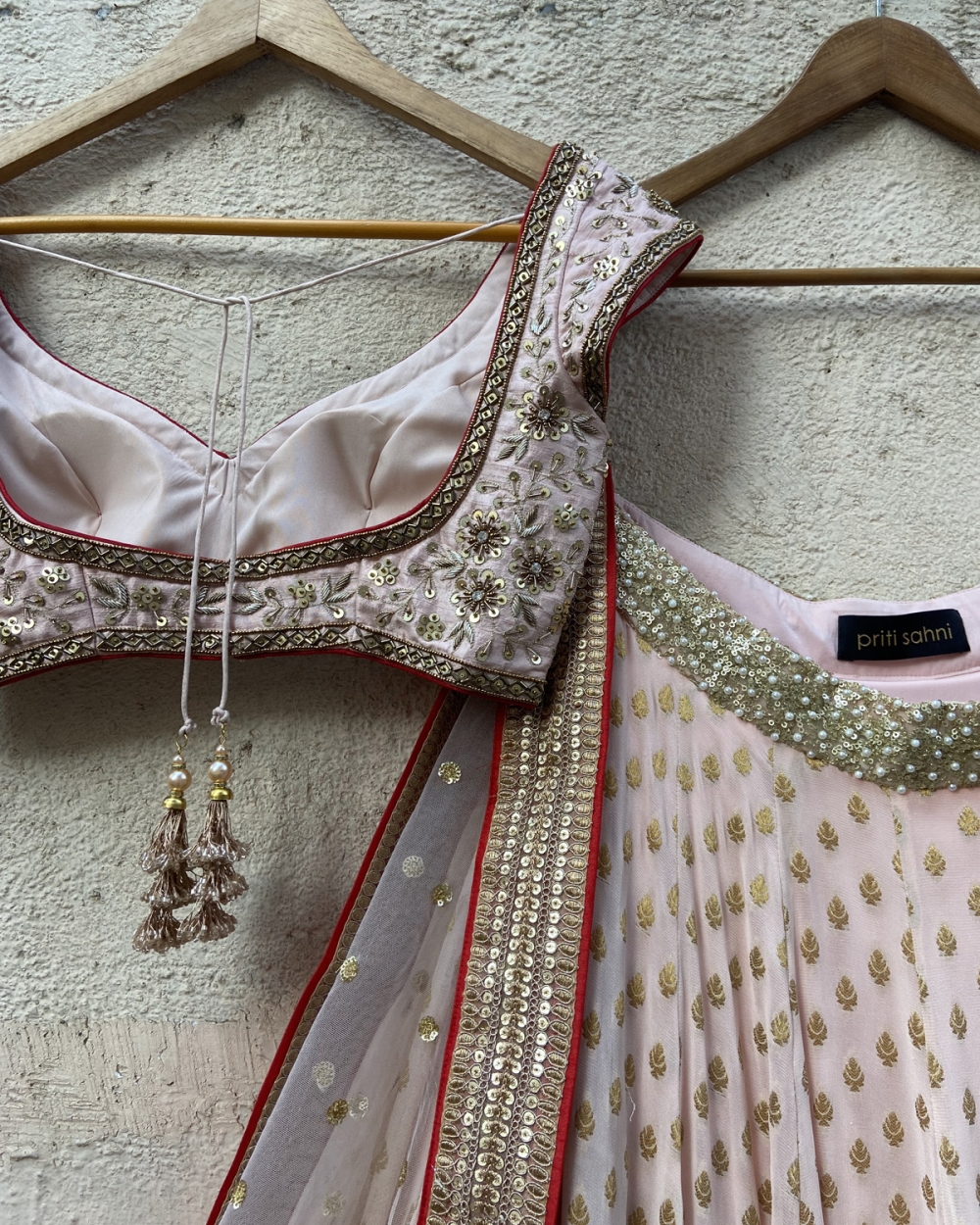 Powder Pink Sharmily Lehenga Set - Fashion Brand & Designer Priti Sahni 11