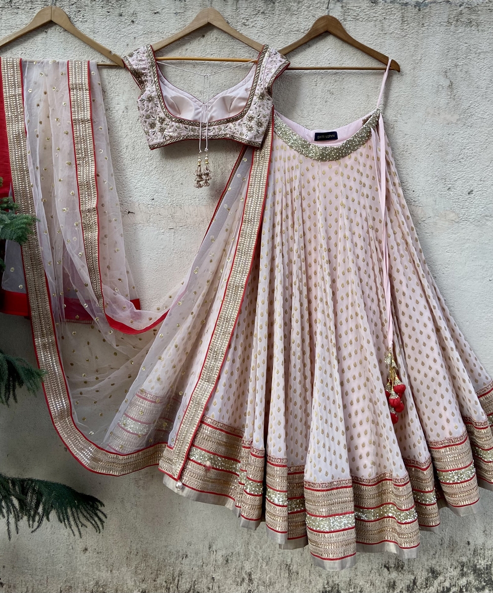 Powder Pink Sharmily Lehenga Set - Fashion Brand & Designer Priti Sahni 12