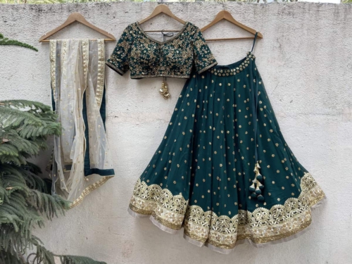 Green Sharmily Lehenga Set Lehengas