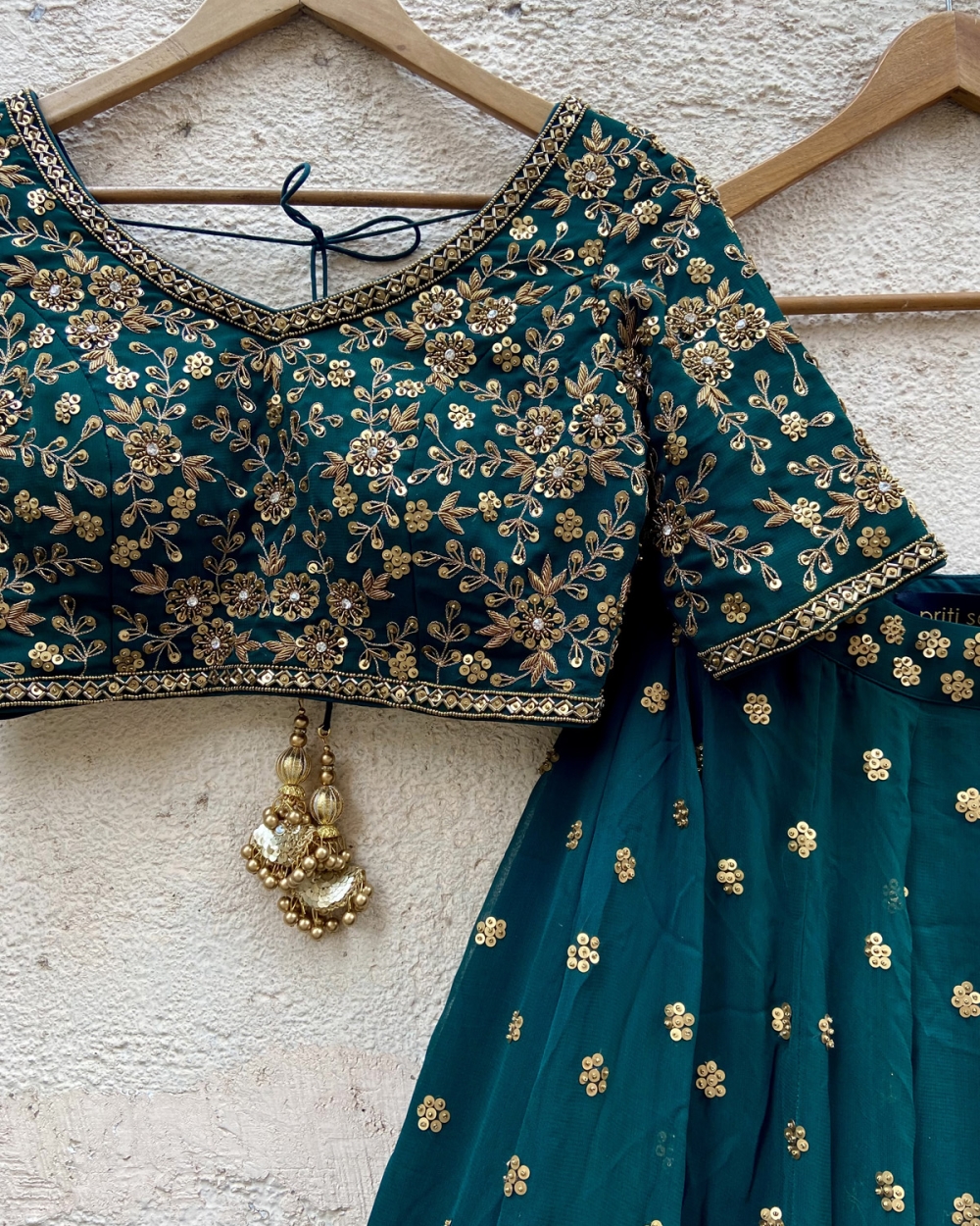 Green Sharmily Lehenga Set - Fashion Brand & Designer Priti Sahni 2