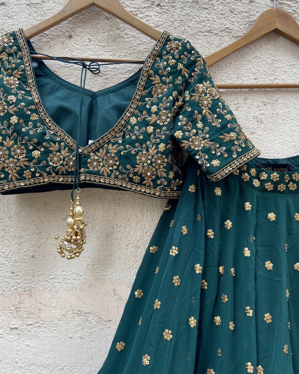 Green Sharmily Lehenga Set - Fashion Brand & Designer Priti Sahni 5