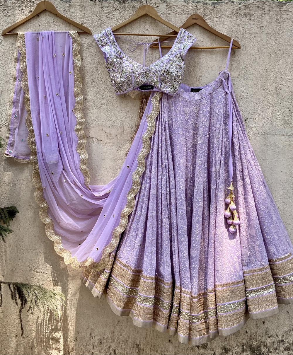 Lavender Monochrome Lehenga Set - Fashion Brand & Designer Priti Sahni 2