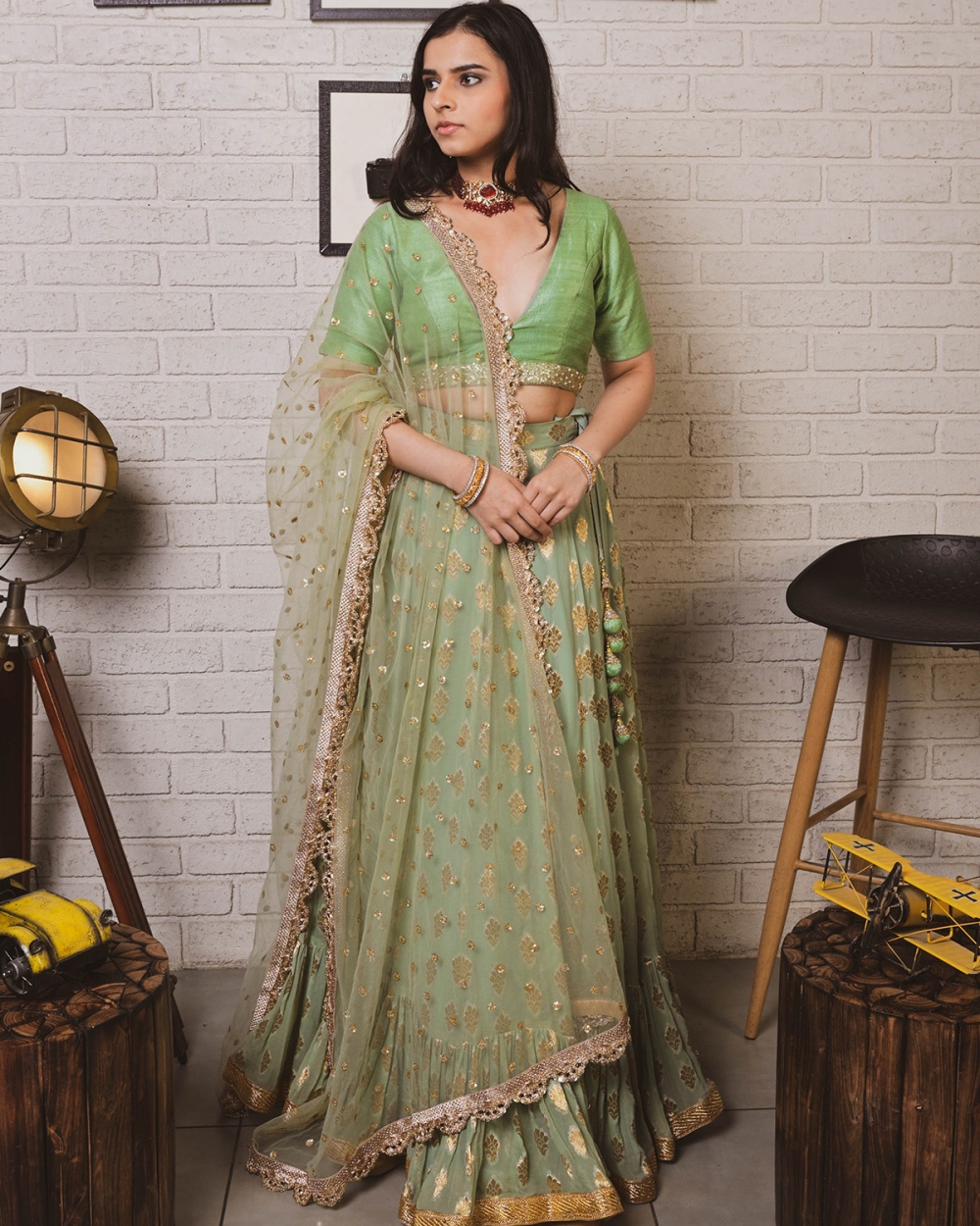 Fern Green Lehenga Set - Fashion Brand & Designer Priti Sahni