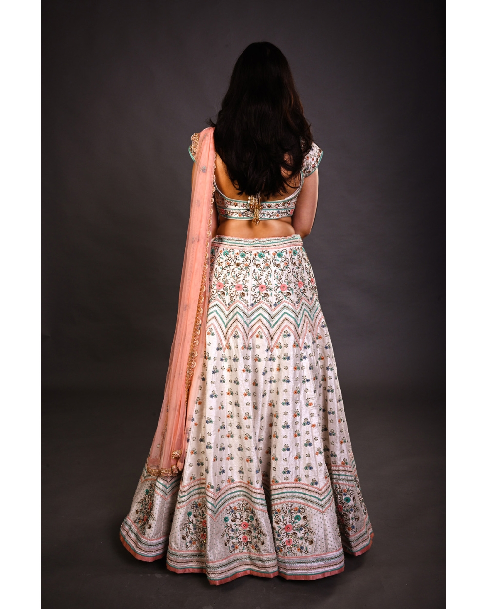 Ivory Bridal Multi-Hued Embroidered Lehenga Set - Fashion Brand & Designer Priti Sahni 4