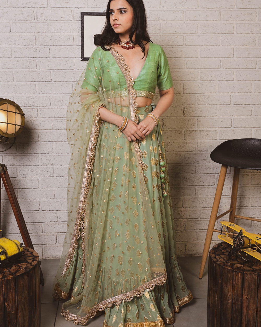 Fern Green Lehenga Set - Fashion Brand & Designer Priti Sahni
