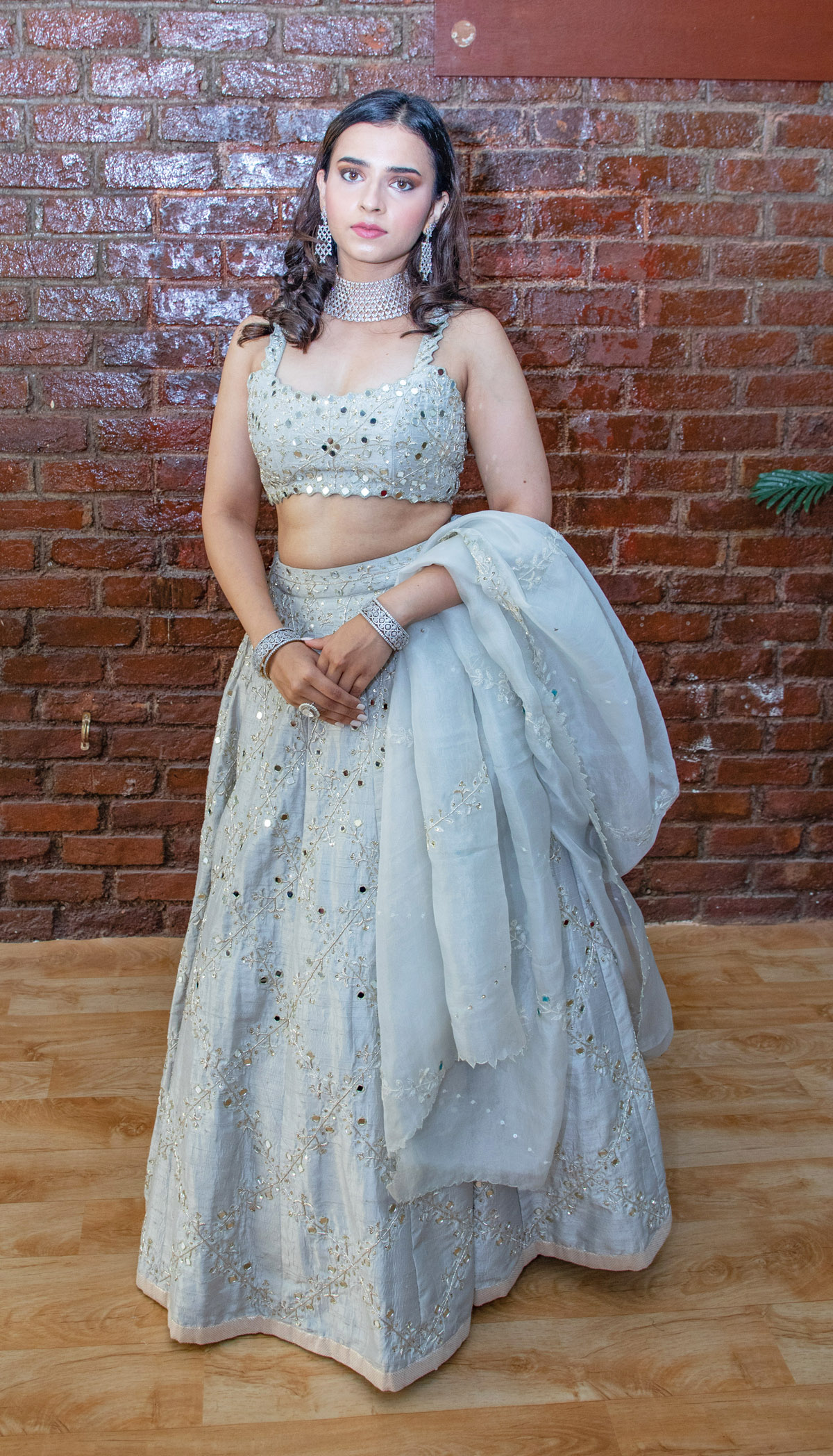Smokey Grey Bridal Embroidered Lehenga Set - Fashion Brand & Designer Priti Sahni 2