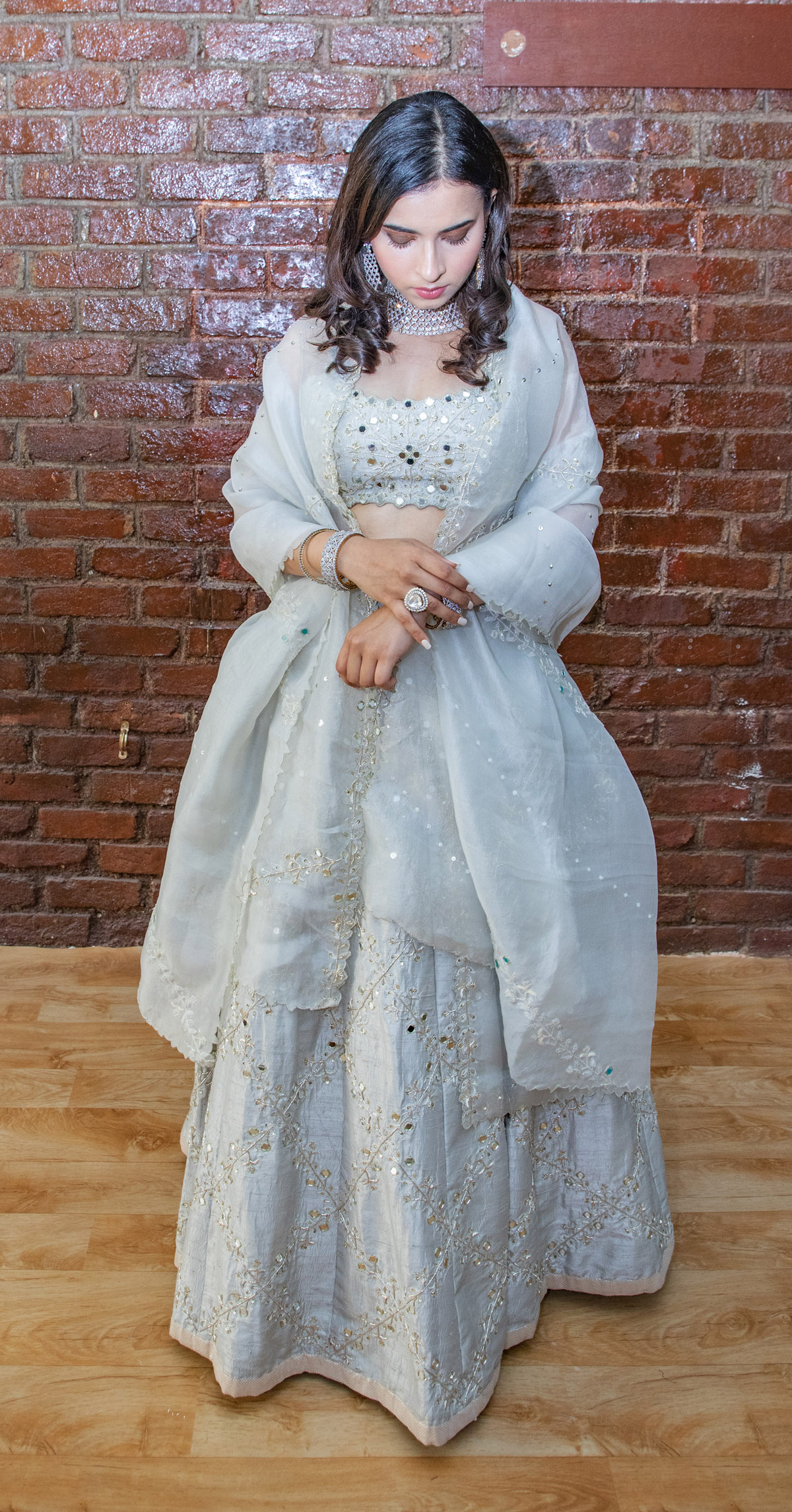 Smokey Grey Bridal Embroidered Lehenga Set - Fashion Brand & Designer Priti Sahni 3