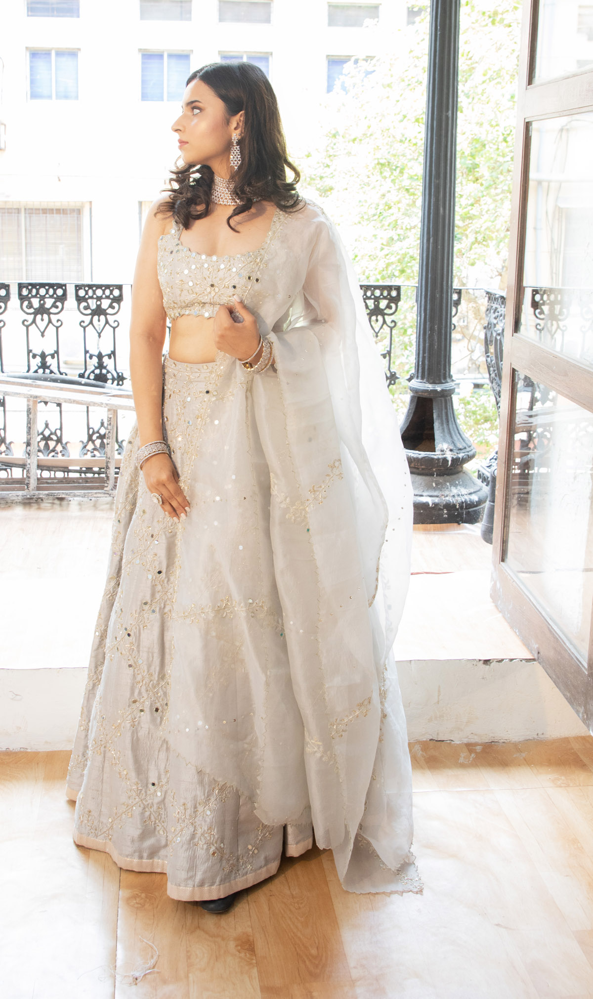 Smokey Grey Bridal Embroidered Lehenga Set - Fashion Brand & Designer Priti Sahni 5