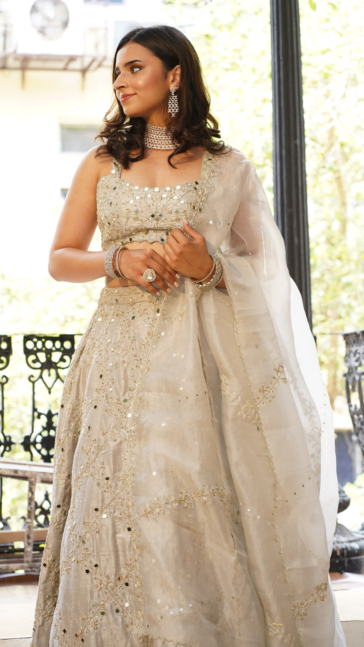 Smokey Grey Bridal Embroidered Lehenga Set - Fashion Brand & Designer Priti Sahni 7