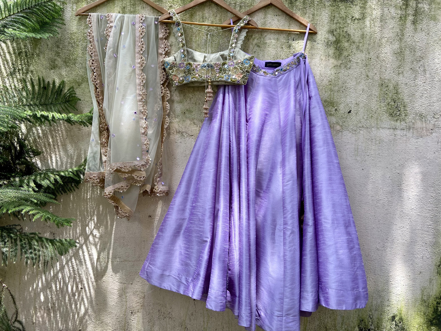 Tea Green and Lavender Lehnega Set - Fashion Brand & Designer Priti Sahni 4