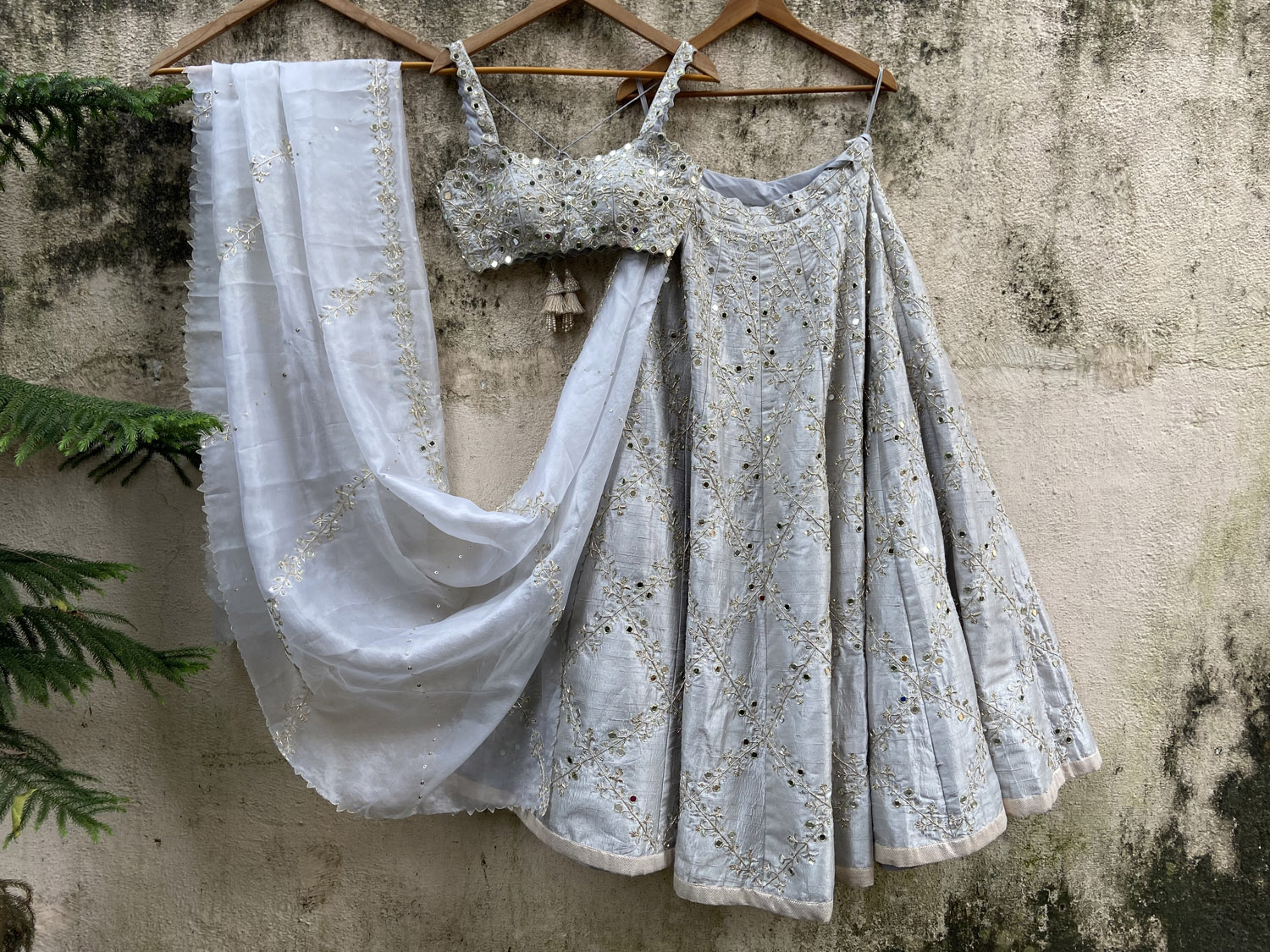 Smokey Grey Bridal Embroidered Lehenga Set - Fashion Brand & Designer Priti Sahni 8