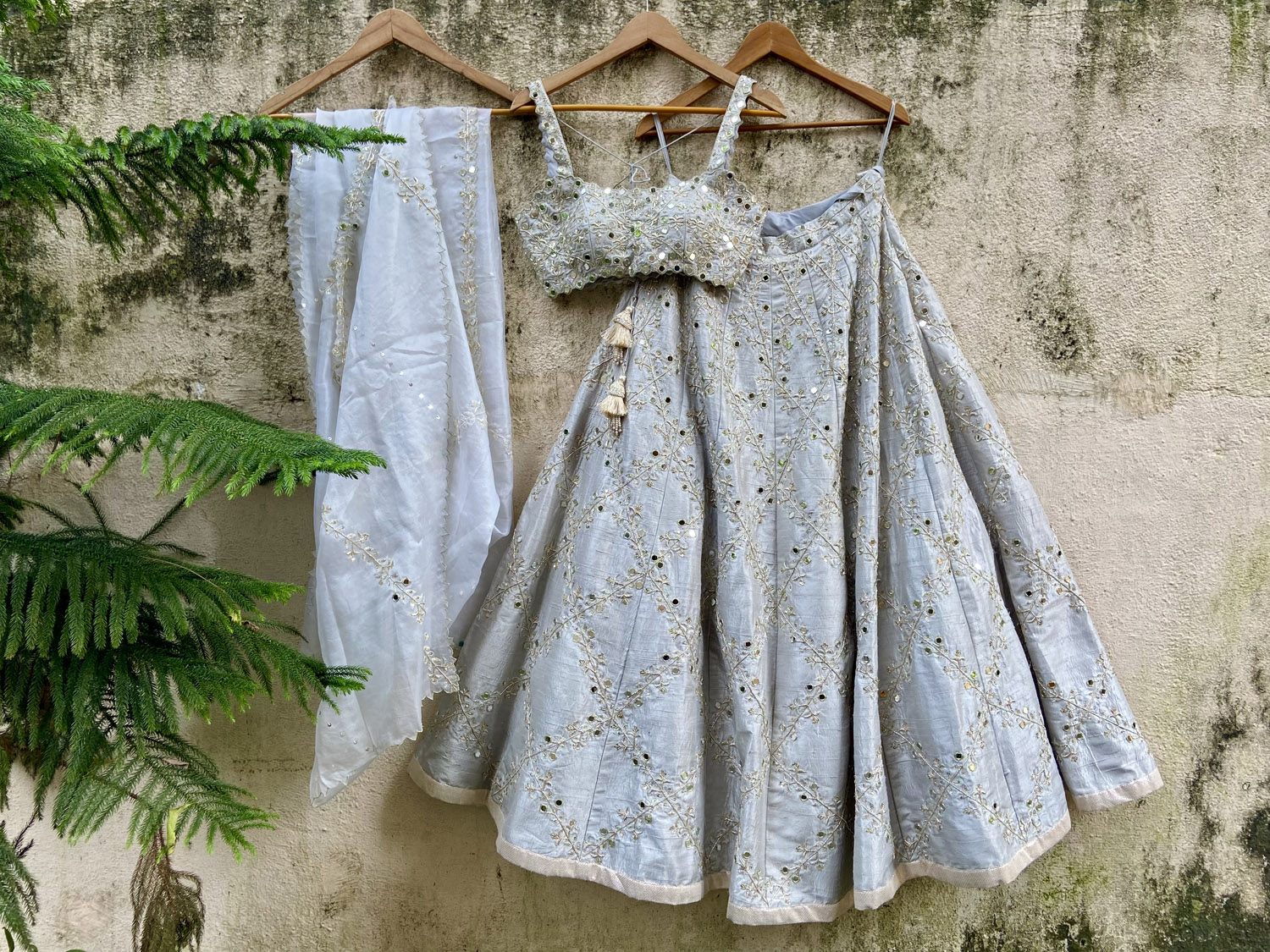 Smokey Grey Bridal Embroidered Lehenga Set - Fashion Brand & Designer Priti Sahni 6