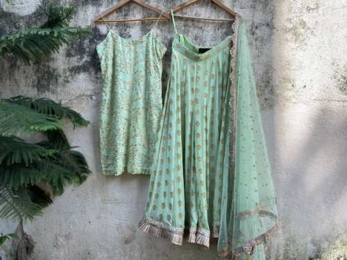Mint Palazzo and Kurta Set Anarkali And Suits