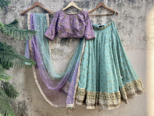 Mauve and Sage Green Lehenga Lehengas