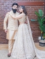 Beige Mukaish and Mirror Work Lehenga Set Bridal Couture