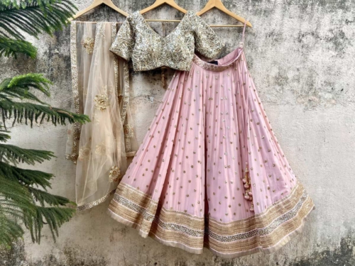 Nude Pink and Beige Lehenga Set Lehengas