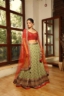 Red and Mehendi Green Lehenga Set Bridal Couture