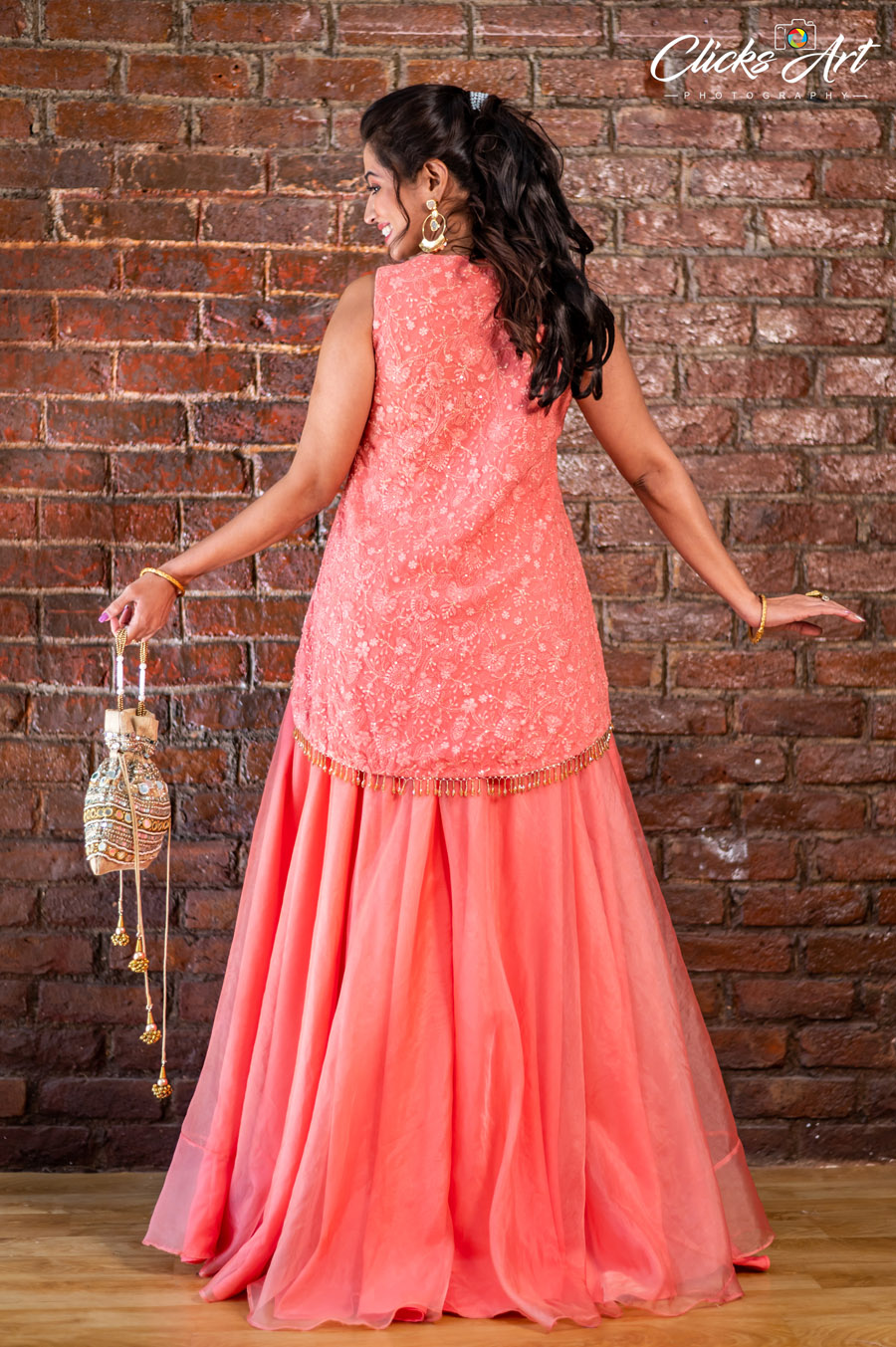 Coral Thread and Mirror Work Palazzo Set Anarkali And Suits 8