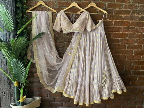 Mauve Ruffle Lehenga Set Bridesmaids