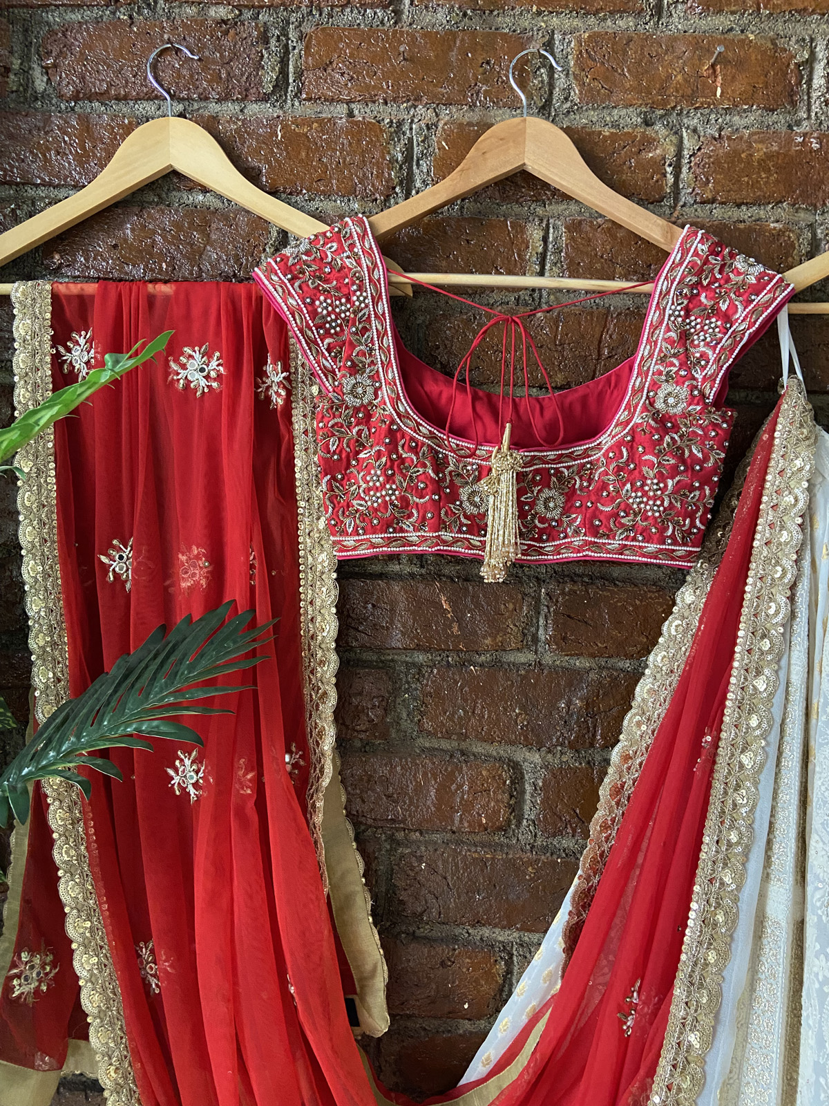 Red and Ivory Multipanel Lehenga Set Bridal Couture 12