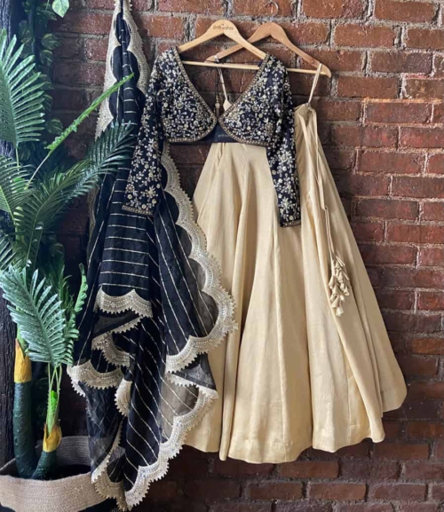 Black and Beige Sharmily Lehenga Set Sharmily