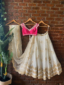 Ivory and Fuchsia Lehenga Set With Mirror Work Lehengas