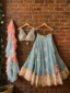 Dusty Blue and Blush Pink Mirror Work Lehenga Set Gown Lehengas