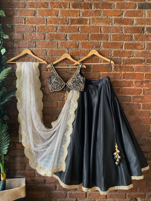 Black and Ivory Lehenga Set What's New