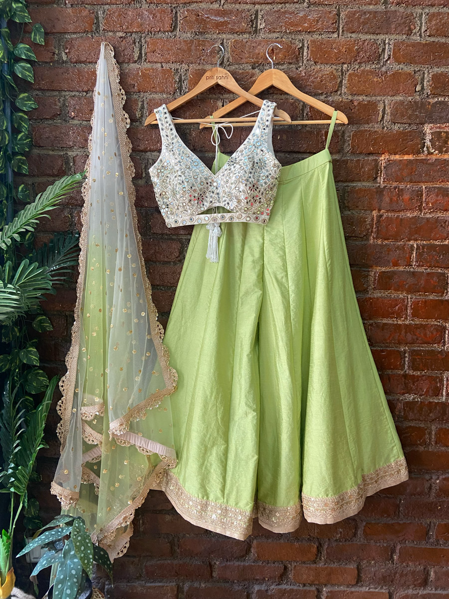 Lime Green and Ivory Palazzo Set Indo-Western