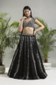 Black Thread And Mirror Hand Embroidered Lehenga Set Lehengas