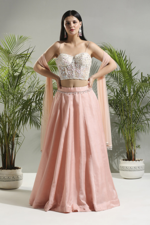 Peach And Ivory Corset Set Sunset Bloom Peach And Ivory Corset Set Sunset Bloom