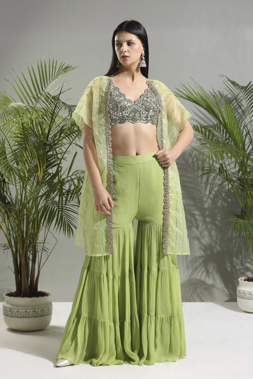 Olive Green Sharara Set Anarkali And Suits