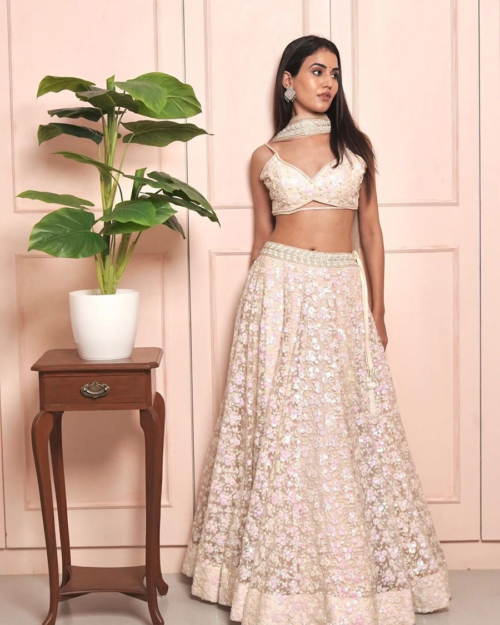 Beige Sequin Work Lehenga Set What's New
