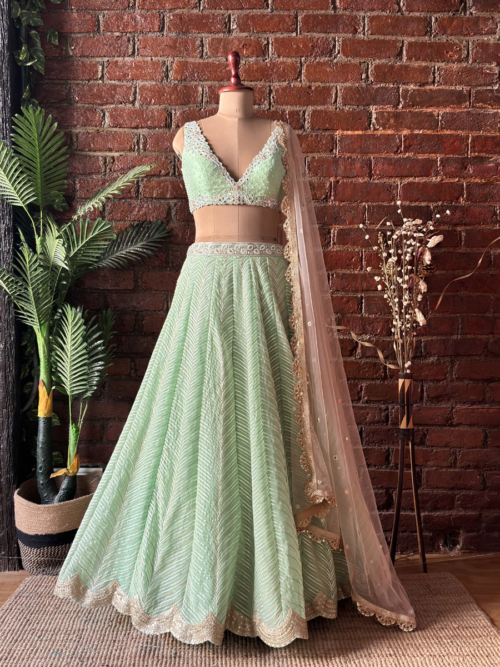 Green Gota Work Lehenga Set What's New