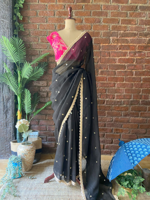 Black Organza Embroidered Saree Contour Summer 2025