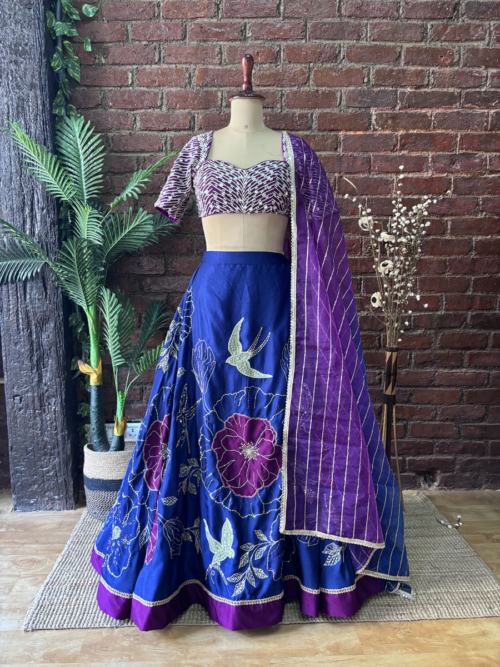 Royal Blue and Purple Outline Embroidered Lehenga Set Contour Summer 2025