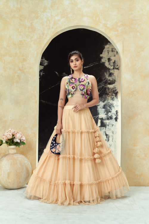 Multi-Hued Embroidered Blouse and Tier Skirt Set What's New