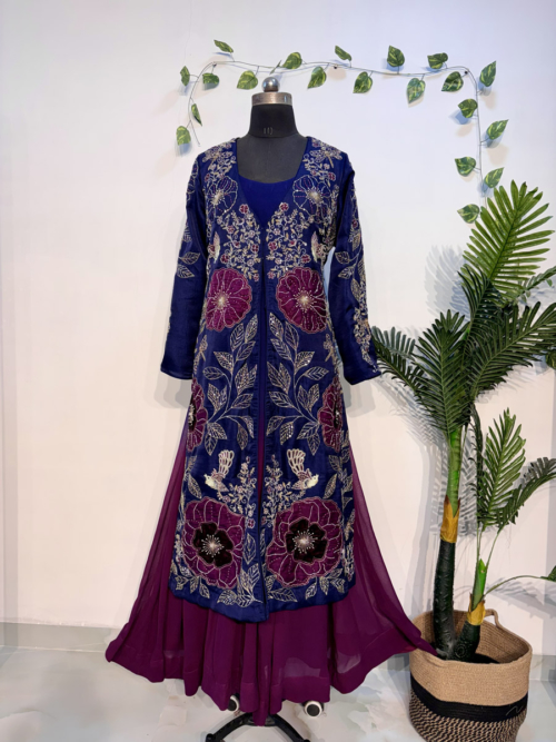 Indigo Blue and Aubergine Jacket and Dress Bridal Couture Indigo Blue and Aubergine Jacket and Dress Bridal Couture
