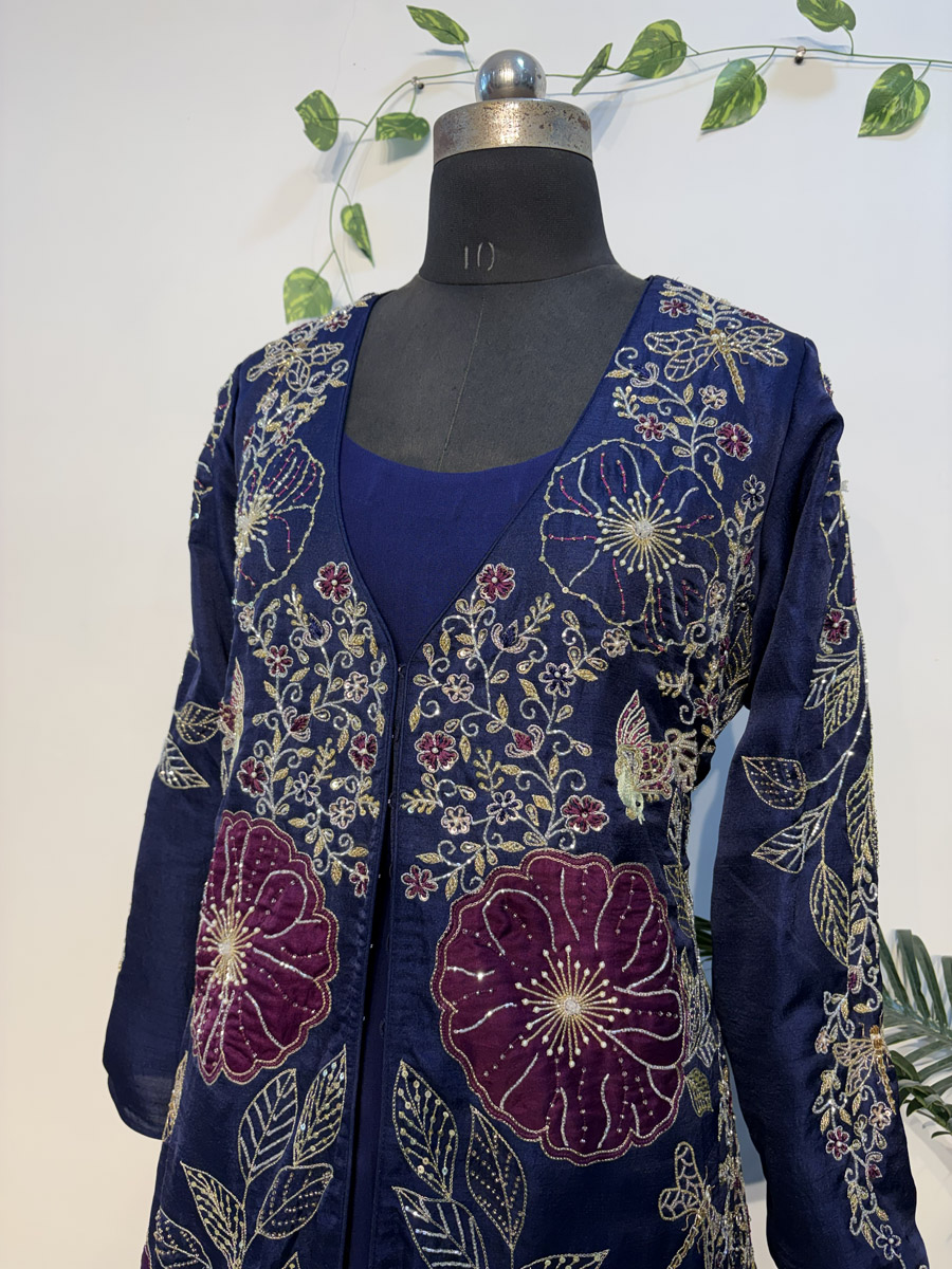 Indigo Blue and Aubergine Jacket and Dress Bridal Couture 2 Indigo Blue and Aubergine Jacket and Dress Bridal Couture 2